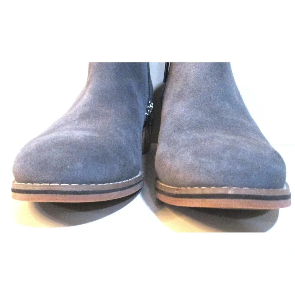 Blondo Waterproof Grey Suede Ankle Boots B6241 Women 7.5M Low Stackd Heel Zipper